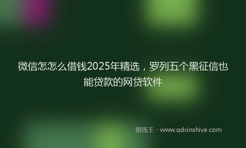 微信怎怎么借钱2025年精选，罗列五个黑征信也能贷款的网贷软件