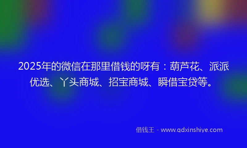 2025年的微信在那里借钱的呀有：葫芦花、派派优选、丫头商城、招宝商城、瞬借宝贷等。