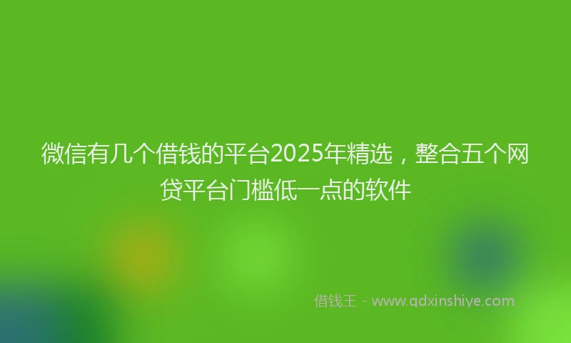 微信有几个借钱的平台2025年精选，整合五个网贷平台门槛低一点的软件