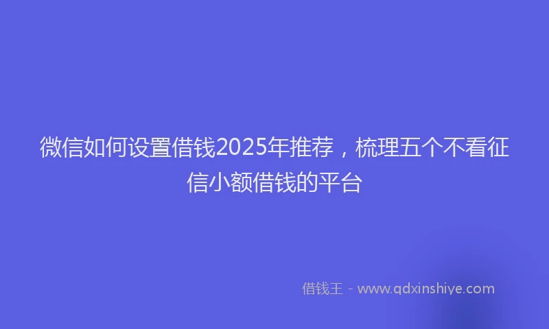 微信如何设置借钱2025年推荐，梳理五个不看征信小额借钱的平台