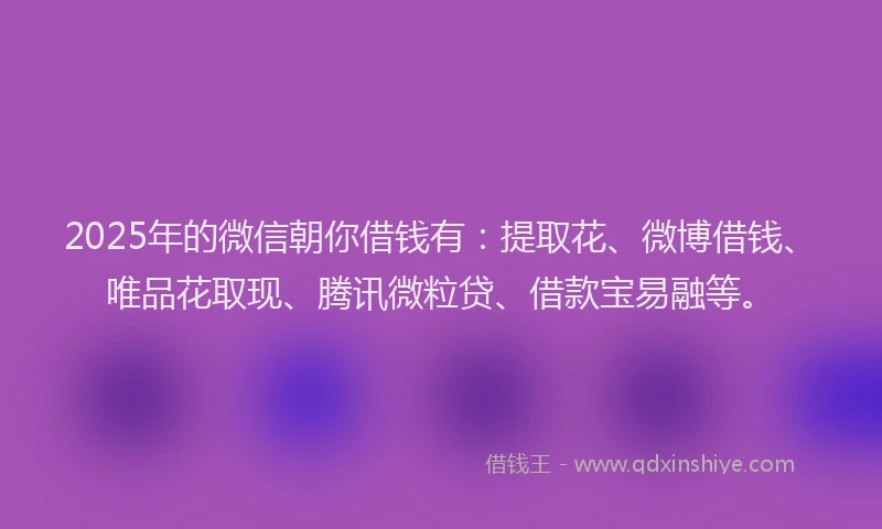 2025年的微信朝你借钱有：提取花、微博借钱、唯品花取现、腾讯微粒贷、借款宝易融等。