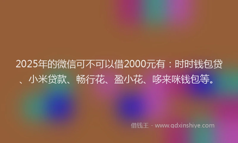 2025年的微信可不可以借2000元有：时时钱包贷、小米贷款、畅行花、盈小花、哆来咪钱包等。