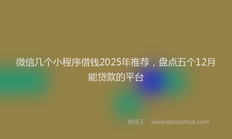 微信几个小程序借钱2025年推荐，盘点五个12月能贷款的平台