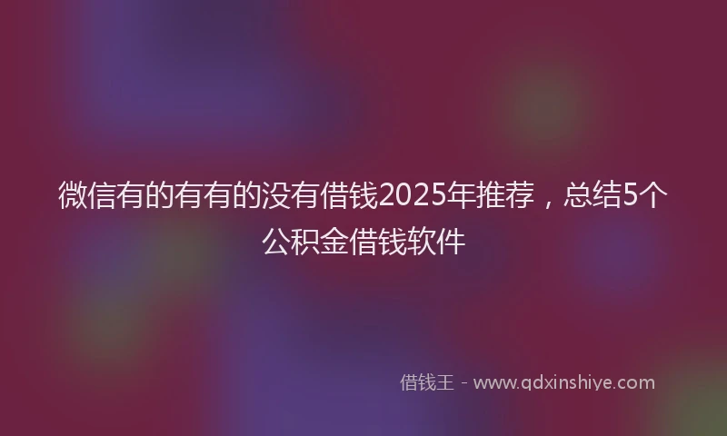 微信有的有有的没有借钱2025年推荐，总结5个公积金借钱软件