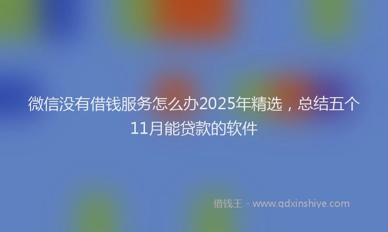 微信没有借钱服务怎么办2025年精选，总结五个11月能贷款的软件