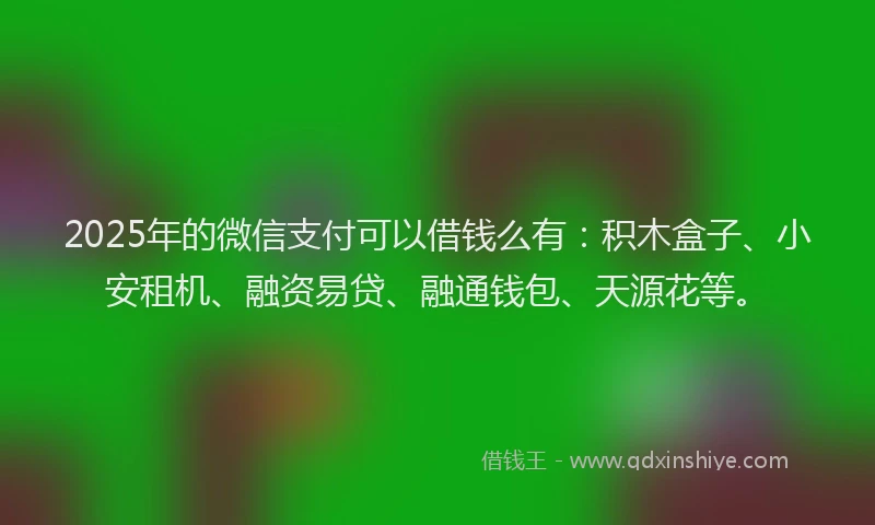 2025年的微信支付可以借钱么有：积木盒子、小安租机、融资易贷、融通钱包、天源花等。