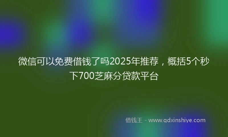 微信可以免费借钱了吗2025年推荐，概括5个秒下700芝麻分贷款平台