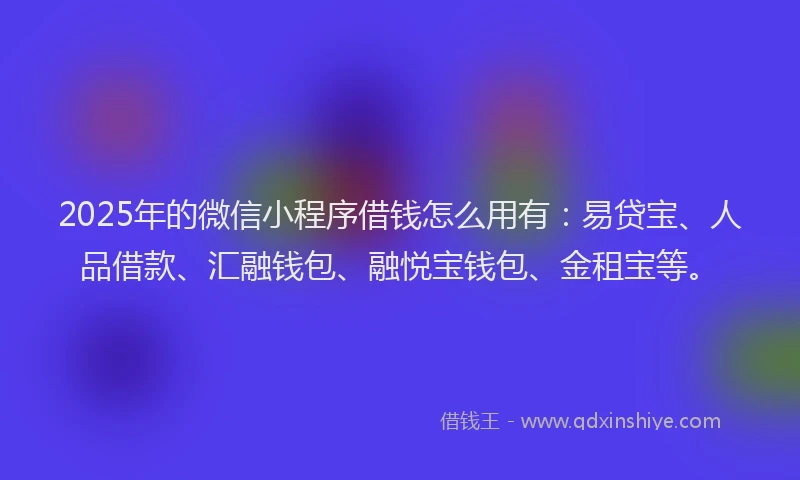 2025年的微信小程序借钱怎么用有：易贷宝、人品借款、汇融钱包、融悦宝钱包、金租宝等。