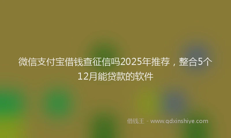 微信支付宝借钱查征信吗2025年推荐，整合5个12月能贷款的软件