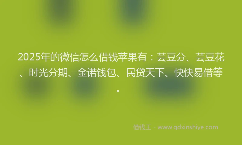 2025年的微信怎么借钱苹果有：芸豆分、芸豆花、时光分期、金诺钱包、民贷天下、快快易借等。