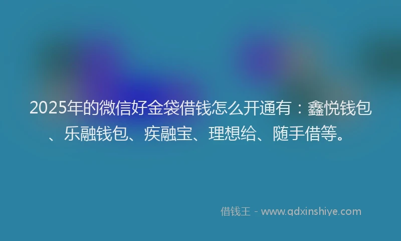 2025年的微信好金袋借钱怎么开通有：鑫悦钱包、乐融钱包、疾融宝、理想给、随手借等。