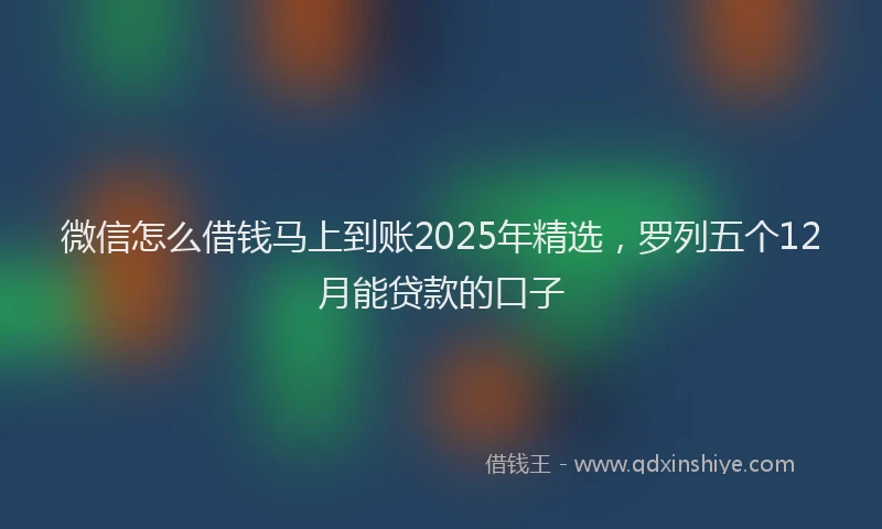 微信怎么借钱马上到账2025年精选，罗列五个12月能贷款的口子