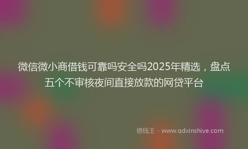 微信微小商借钱可靠吗安全吗2025年精选，盘点五个不审核夜间直接放款的网贷平台