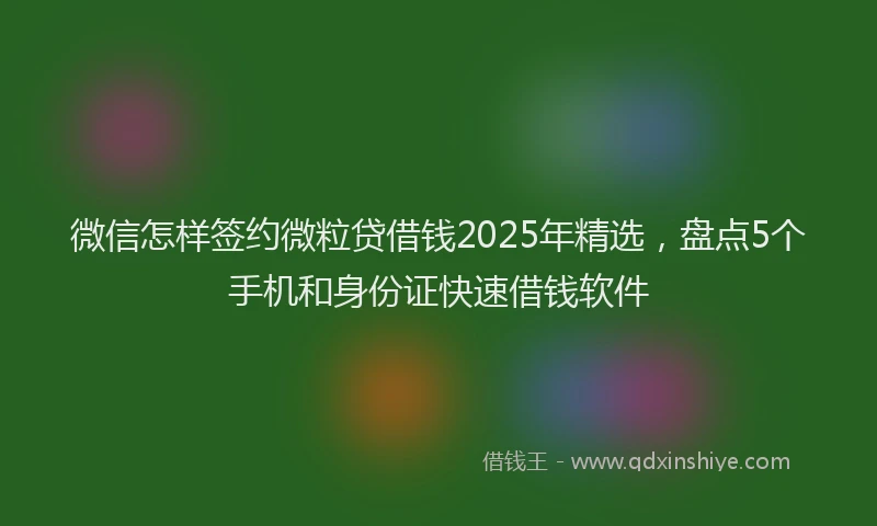 微信怎样签约微粒贷借钱2025年精选，盘点5个手机和身份证快速借钱软件