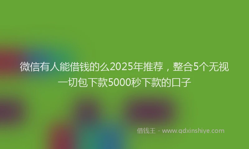 微信有人能借钱的么2025年推荐，整合5个无视一切包下款5000秒下款的口子