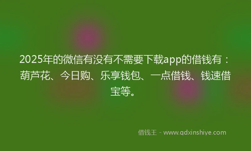 2025年的微信有没有不需要下载app的借钱有：葫芦花、今日购、乐享钱包、一点借钱、钱速借宝等。