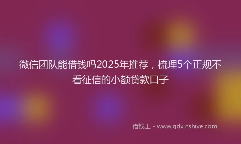 微信团队能借钱吗2025年推荐，梳理5个正规不看征信的小额贷款口子