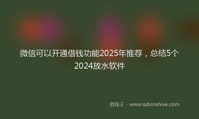 微信可以开通借钱功能2025年推荐，总结5个2024放水软件