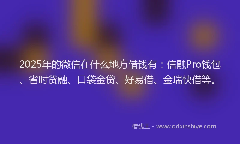 2025年的微信在什么地方借钱有：信融Pro钱包、省时贷融、口袋金贷、好易借、金瑞快借等。