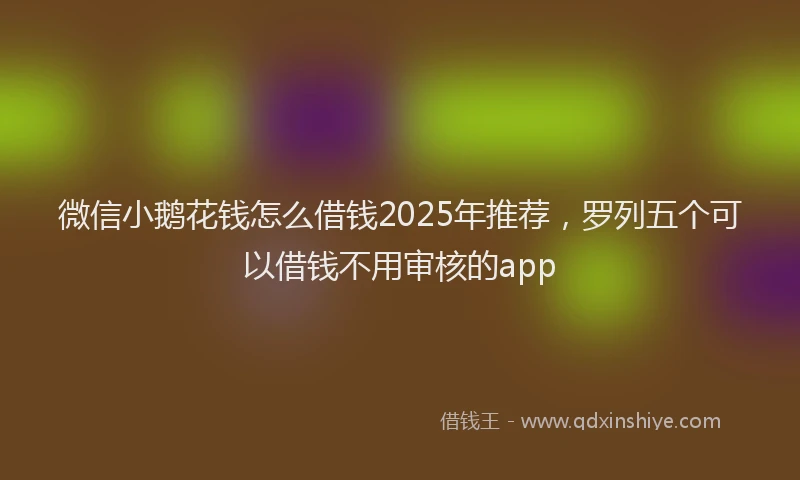 微信小鹅花钱怎么借钱2025年推荐，罗列五个可以借钱不用审核的app
