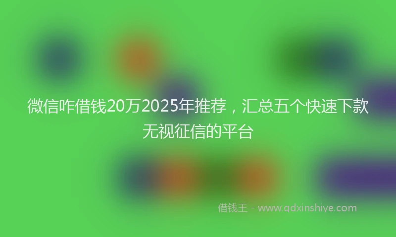 微信咋借钱20万2025年推荐，汇总五个快速下款无视征信的平台