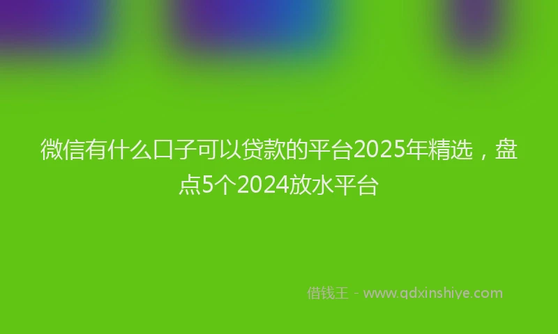 微信有什么口子可以贷款的平台2025年精选，盘点5个2024放水平台
