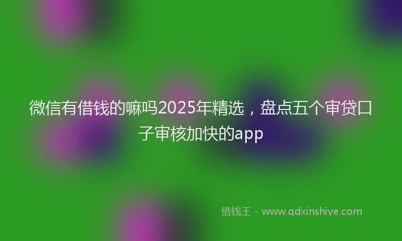 微信有借钱的嘛吗2025年精选，盘点五个审贷口子审核加快的app