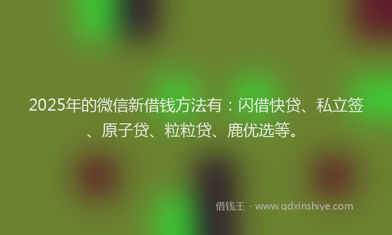 2025年的微信新借钱方法有：闪借快贷、私立签、原子贷、粒粒贷、鹿优选等。