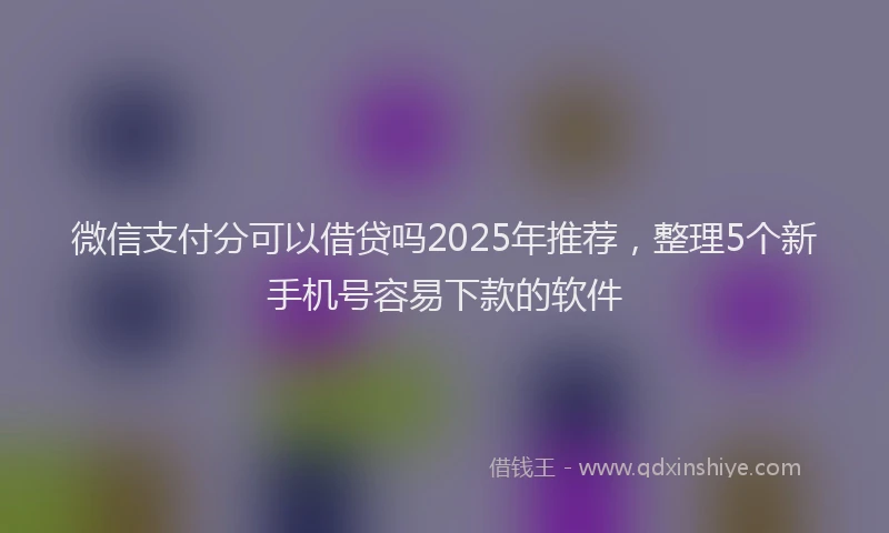 微信支付分可以借贷吗2025年推荐，整理5个新手机号容易下款的软件
