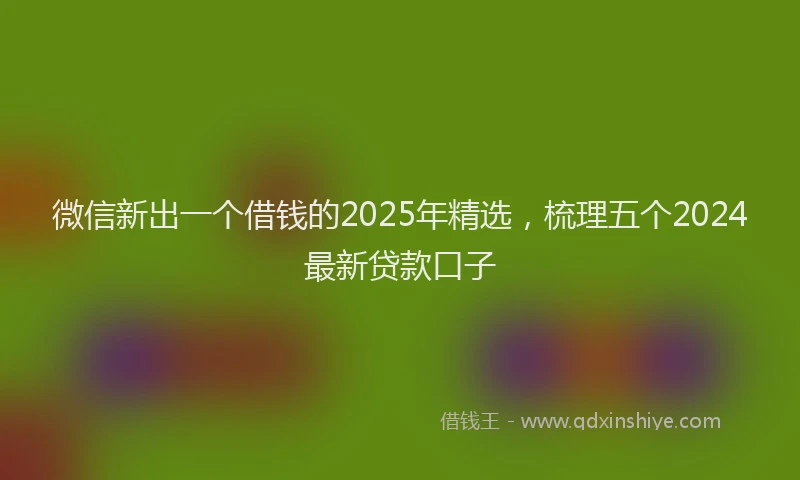 微信新出一个借钱的2025年精选，梳理五个2024最新贷款口子