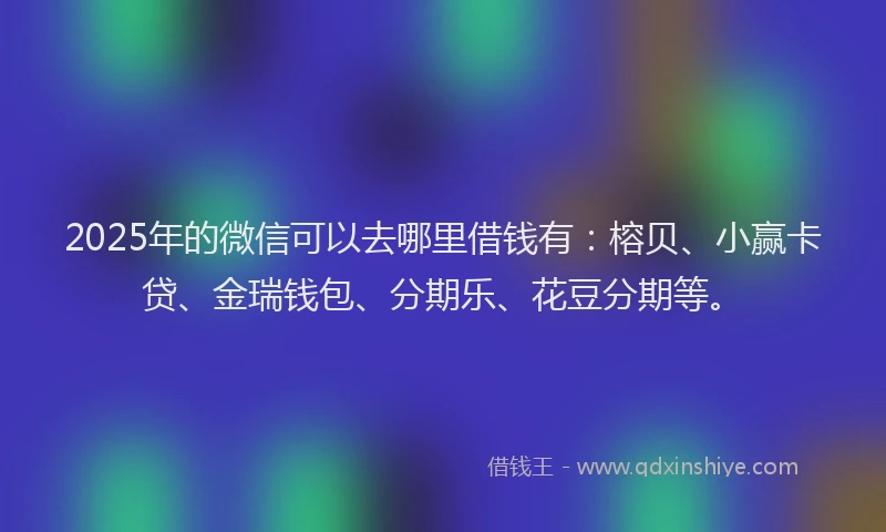 2025年的微信可以去哪里借钱有：榕贝、小赢卡贷、金瑞钱包、分期乐、花豆分期等。