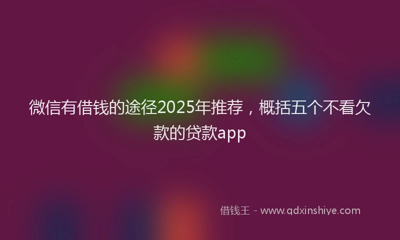 微信有借钱的途径2025年推荐，概括五个不看欠款的贷款app