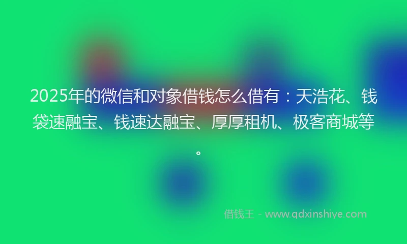 2025年的微信和对象借钱怎么借有：天浩花、钱袋速融宝、钱速达融宝、厚厚租机、极客商城等。