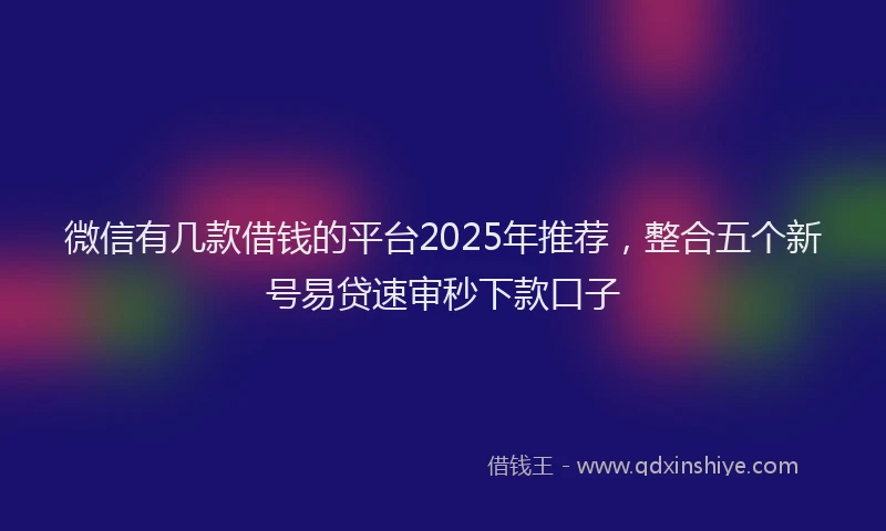 微信有几款借钱的平台2025年推荐，整合五个新号易贷速审秒下款口子