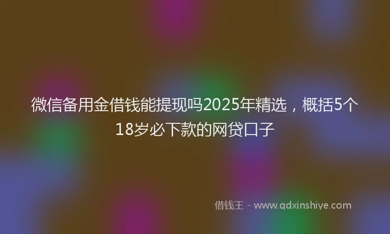 微信备用金借钱能提现吗2025年精选，概括5个18岁必下款的网贷口子