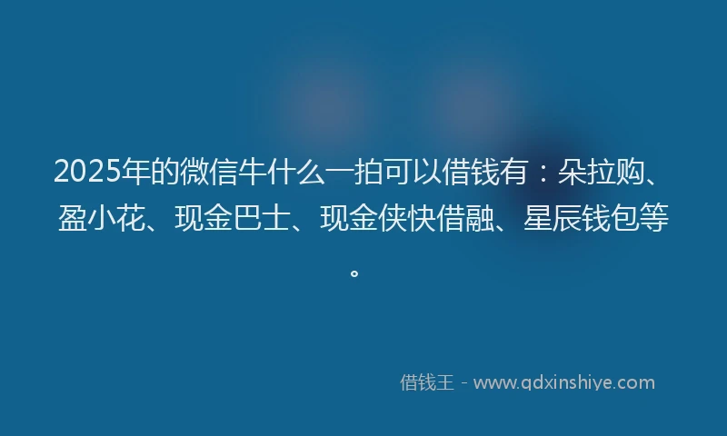 2025年的微信牛什么一拍可以借钱有：朵拉购、盈小花、现金巴士、现金侠快借融、星辰钱包等。