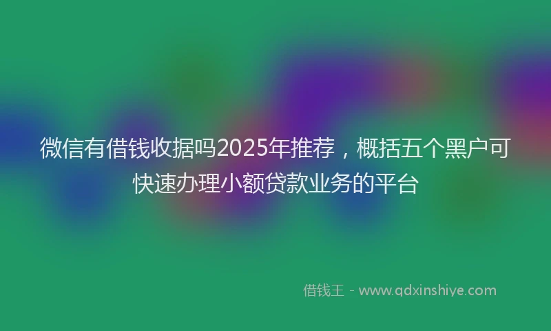 微信有借钱收据吗2025年推荐，概括五个黑户可快速办理小额贷款业务的平台