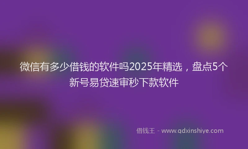 微信有多少借钱的软件吗2025年精选，盘点5个新号易贷速审秒下款软件