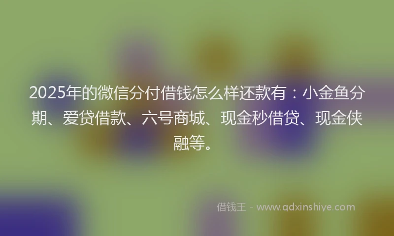 2025年的微信分付借钱怎么样还款有：小金鱼分期、爱贷借款、六号商城、现金秒借贷、现金侠融等。