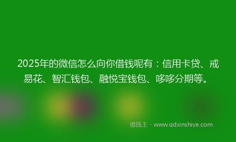 2025年的微信怎么向你借钱呢有：信用卡贷、戒易花、智汇钱包、融悦宝钱包、哆哆分期等。