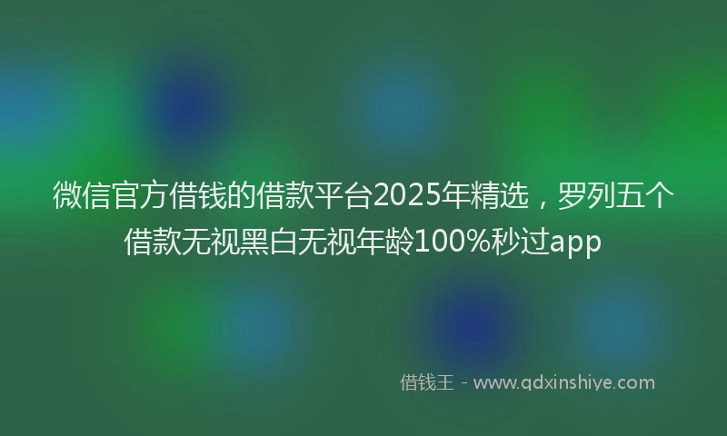 微信官方借钱的借款平台2025年精选，罗列五个借款无视黑白无视年龄100%秒过app