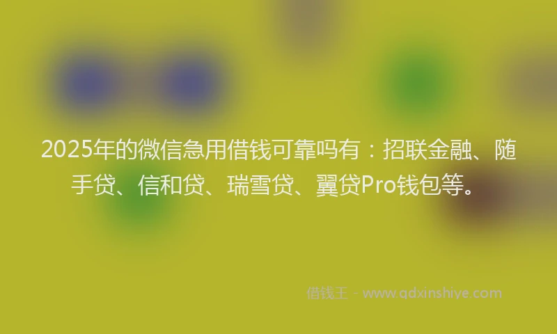 2025年的微信急用借钱可靠吗有：招联金融、随手贷、信和贷、瑞雪贷、翼贷Pro钱包等。