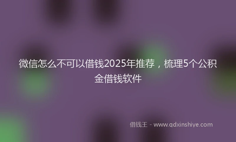 微信怎么不可以借钱2025年推荐，梳理5个公积金借钱软件