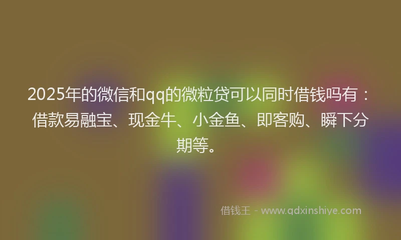 2025年的微信和qq的微粒贷可以同时借钱吗有：借款易融宝、现金牛、小金鱼、即客购、瞬下分期等。