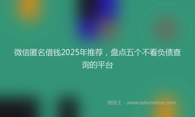 微信匿名借钱2025年推荐，盘点五个不看负债查询的平台