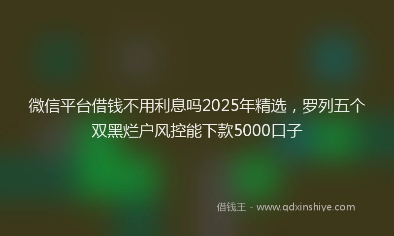 微信平台借钱不用利息吗2025年精选，罗列五个双黑烂户风控能下款5000口子
