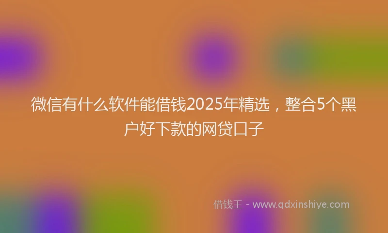 微信有什么软件能借钱2025年精选，整合5个黑户好下款的网贷口子