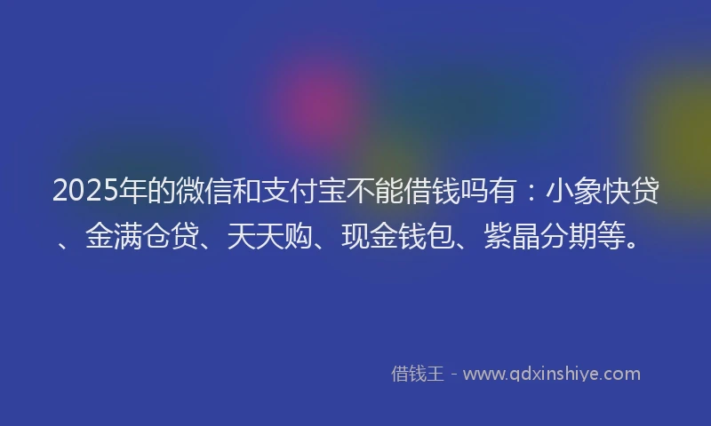 2025年的微信和支付宝不能借钱吗有：小象快贷、金满仓贷、天天购、现金钱包、紫晶分期等。