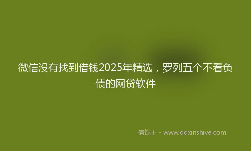 微信没有找到借钱2025年精选，罗列五个不看负债的网贷软件