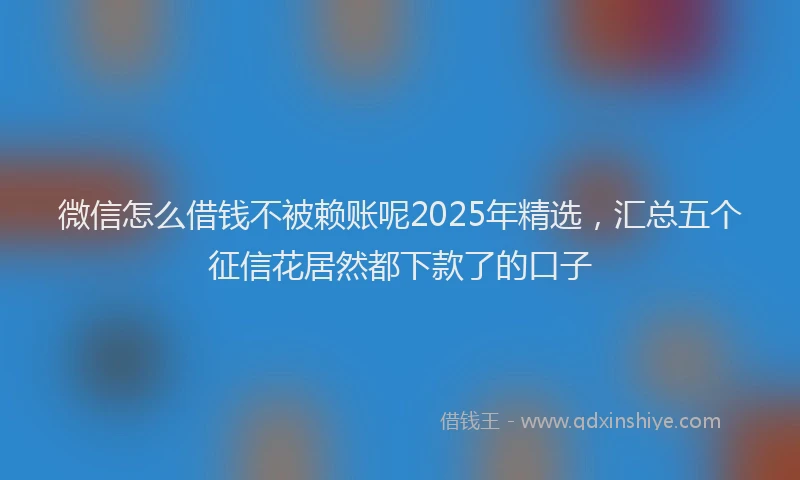 微信怎么借钱不被赖账呢2025年精选，汇总五个征信花居然都下款了的口子
